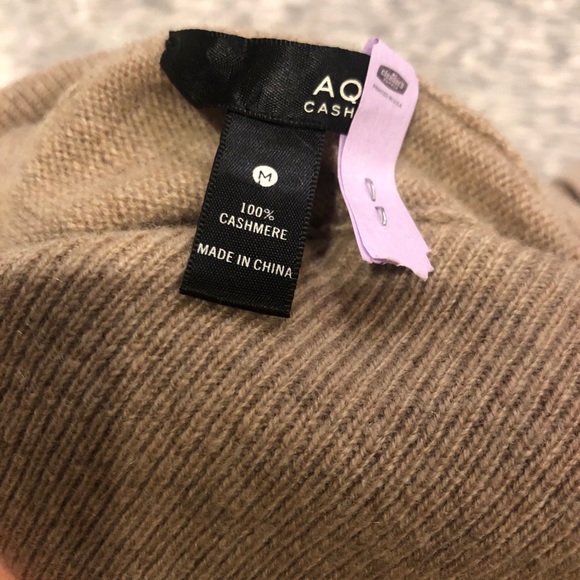 Aqua 100% Cashmere Split Neck Poncho Sweater M - Picture 5 of 5